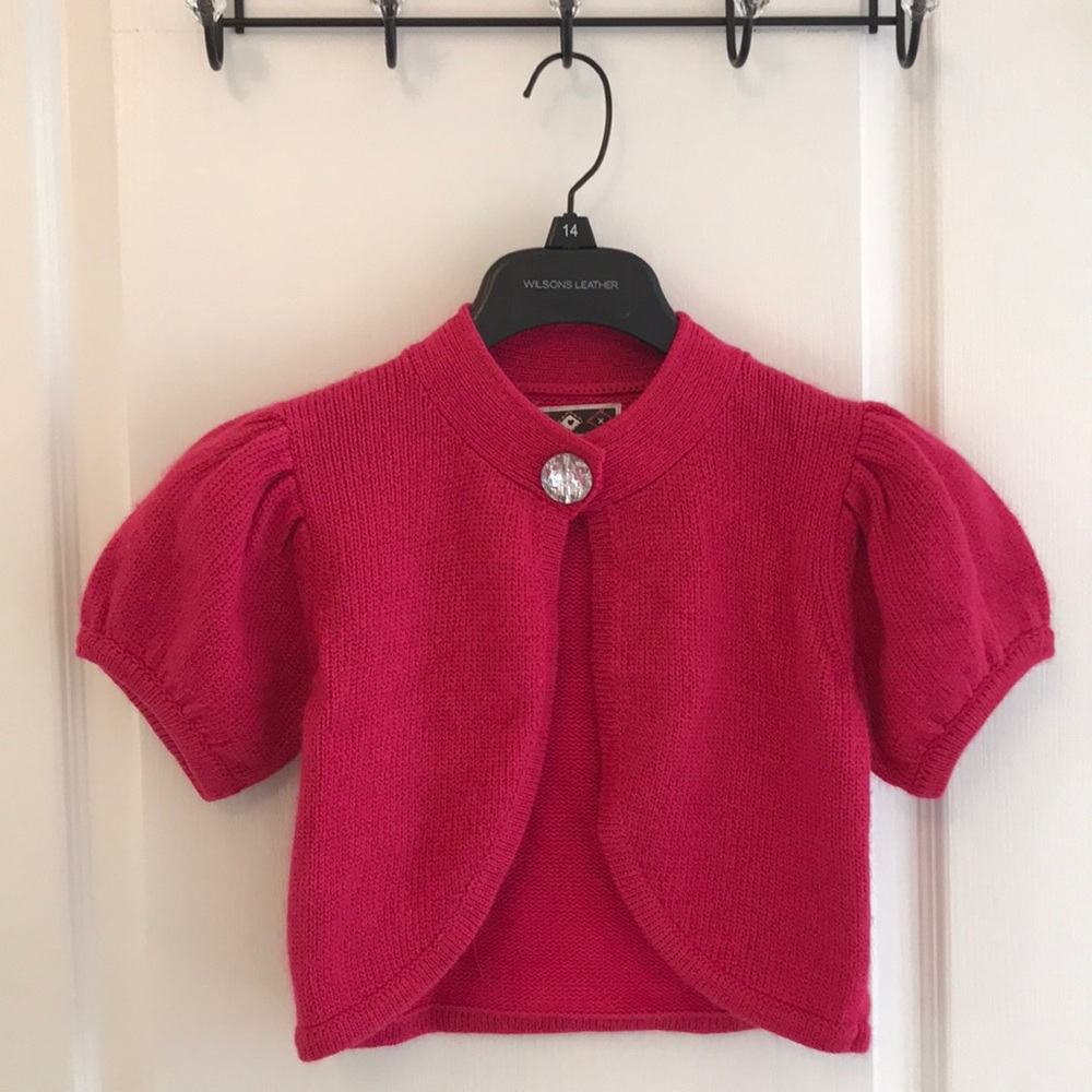 Fuchsia Berry Knit Balloon Sleeve Jacket
